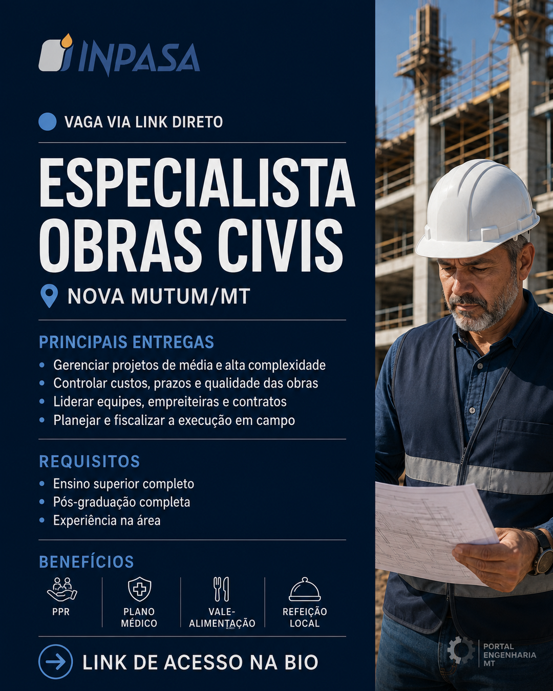 Especialista Obras Civis em Nova Mutum