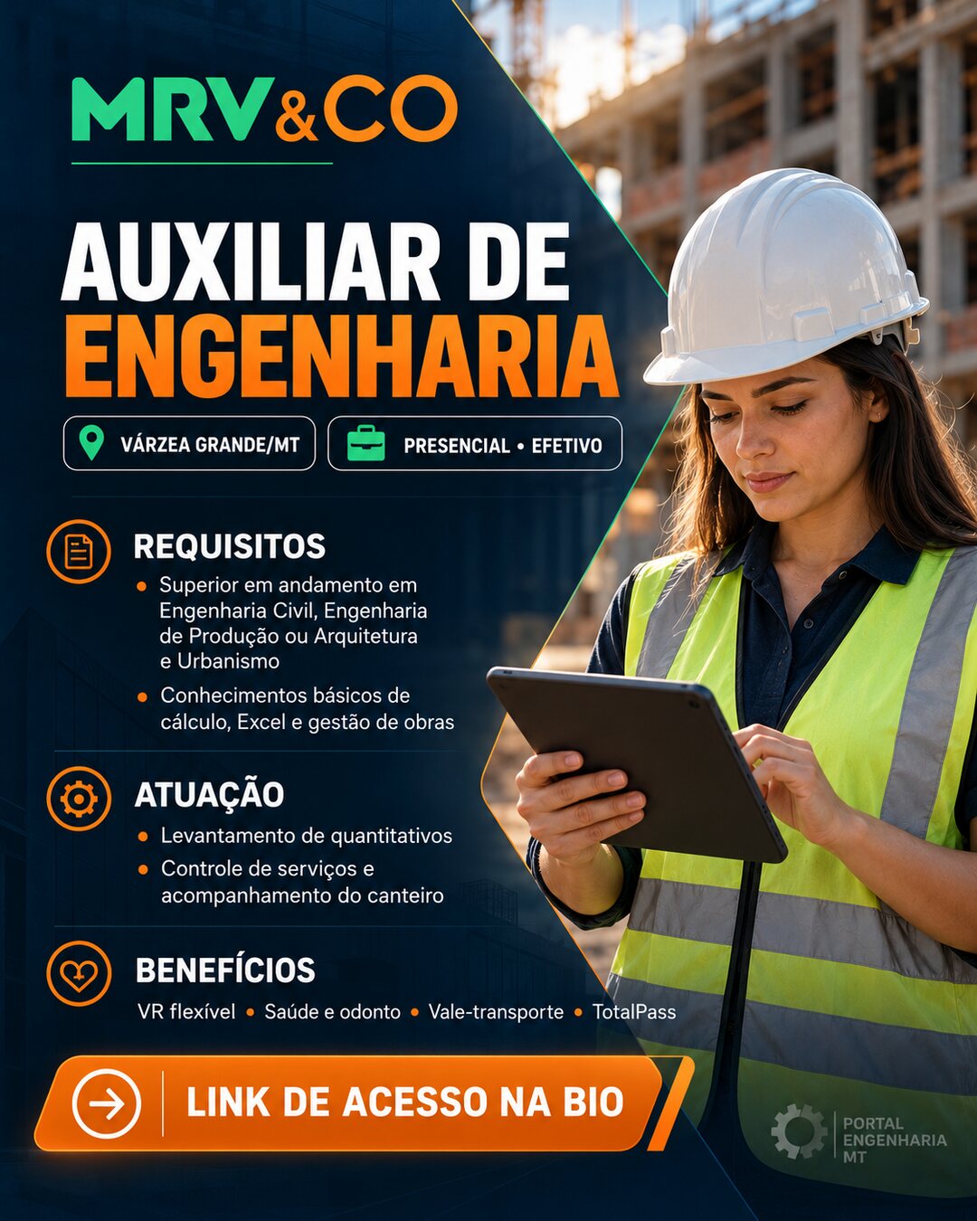 Auxiliar Engenharia em Várzea Grande