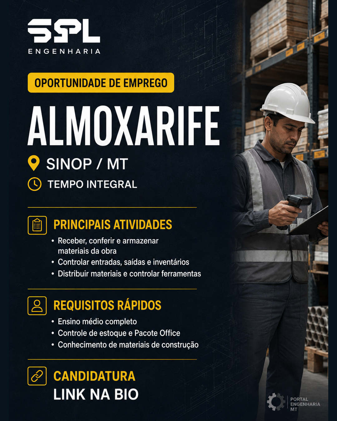 Almoxarife em Sinop