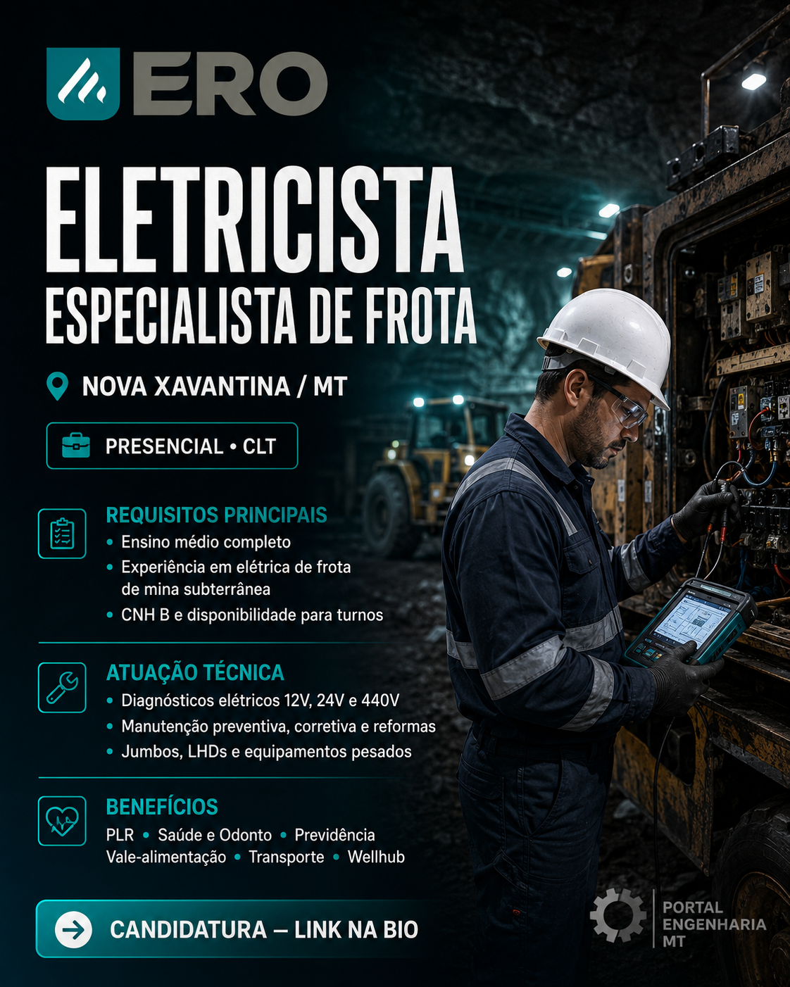 Eletricista Especialista de Frota em Nova Xavantina