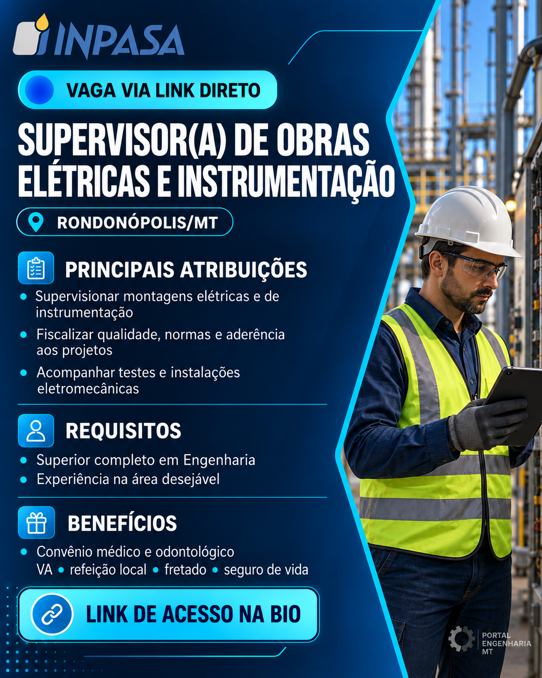 Supervisor(a) de Obras Elétricas e Instrumentação em Rondonópolis