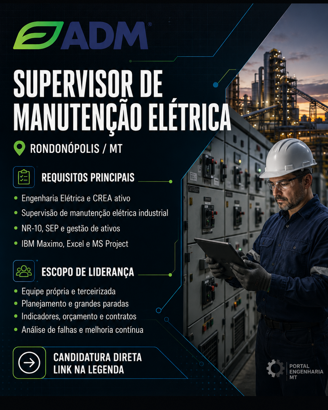 Supervisor de Manutenção Elétrica em Rondonópolis