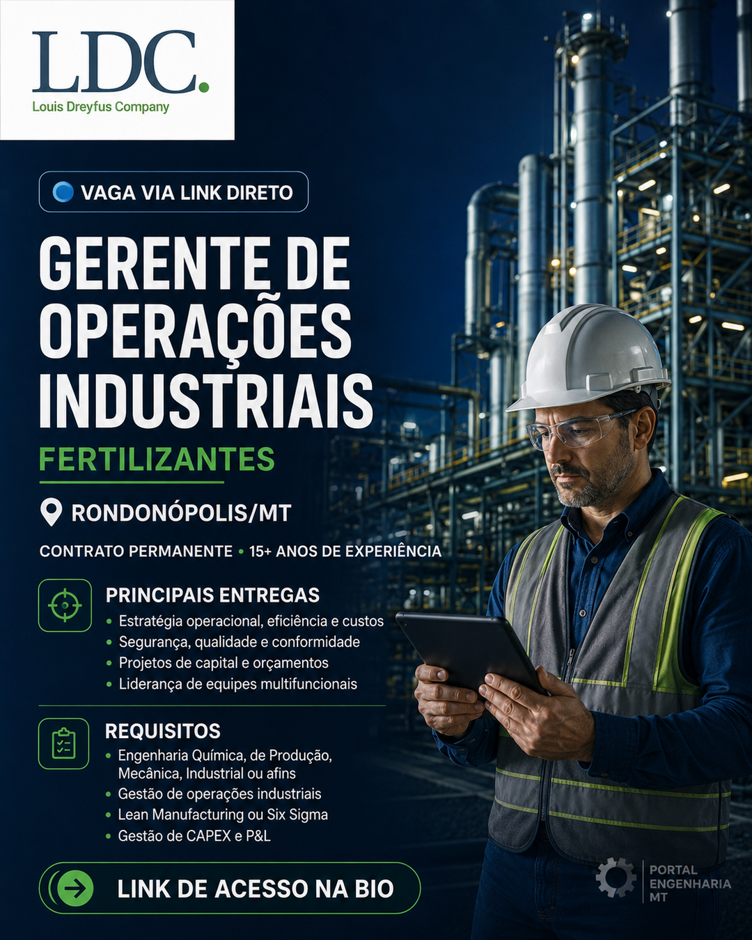 Gerente de Operações Industriais - Fertilizantes em Rondonópolis