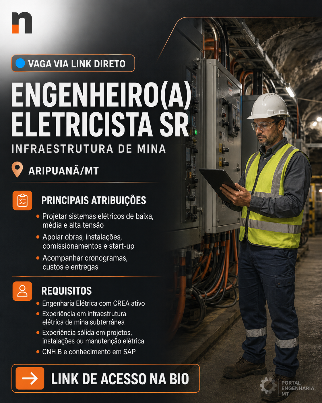 Engenheiro(a) Eletricista SR - Infraestrutura de Mina em Aripuanã